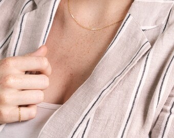 14K Solid Gold Chain Ring – Delicate Stacking Ring, Minimalist Jewelry