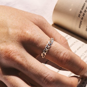 Curb chain ring in sterling silver 925 - unisex ring