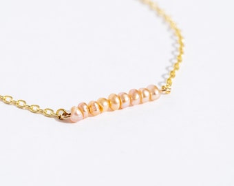 Bracelet perle en or naturel - Bracelet en perles naturelles - Or massif 10K - Or massif 14k - Bracelet perle en or délicat - Bracelet de demoiselle d’honneur