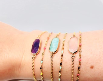 Natural Stone Bracelet, Anxiety Relief Bracelet, Healing Crystal Bracelet, in Canada, Chain Gemstone Bracelet