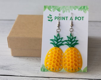 LIMITED EDITION Pineapple Earrings, Pair of Tropical Earrings, Pineapple Jewelry, Dangle Earring, Tropical Jewelry, Weird Earrings