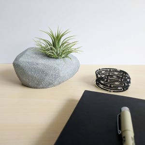 Modern Rock Air Plant Holder, Stone-Shaped Air Plant Holder Glitter & Other Color Options Glam Hygge, Fancy Air Plant image 2