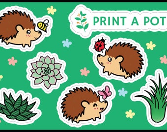 PrintAPot Hedgehogs Chasing Hugs from Bugs Sticker Sheet