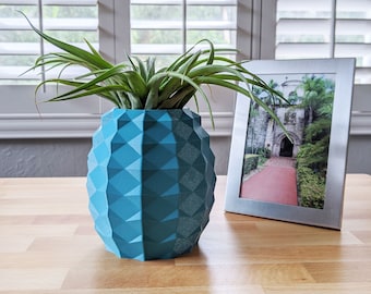 READY TO SHIP Turquoise Mega Pineapple Pot, Geometric Air Plant Holder, Air Pineapple, Air Plant Container, Large Air Plant Holder