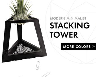 Modern Minimalist Air Plant Tower: Air Plant Holder, Geometric Planter, 3D Printed Planter for your Desktop Zen Garden, Desk Planter