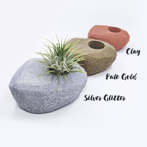 Modern Rock Air Plant Holder, Stone-Shaped Air Plant Holder Glitter & Other Color Options Glam Hygge, Fancy Air Plant image 7