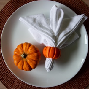 Pumpkin Napkin Rings (Set of 4), 3d Printed Decor, Halloween or Thanksgiving holiday Napkin Rings, Perfect with Pumpkin Decorations