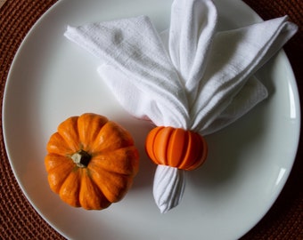 Pumpkin Napkin Rings (Set of 4), 3d Printed Decor, Halloween or Thanksgiving holiday Napkin Rings, Perfect with Pumpkin Decorations