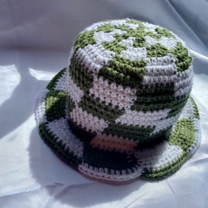 Checkerboard Bucket Hat | Crochet Style| Crochet | Handmade | Crochet Bucket Hat| Checkerboard Hat
