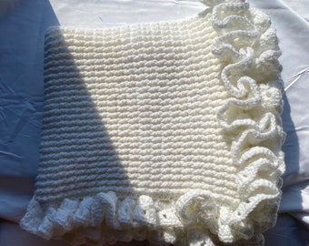 Crochet Baby Blanket| Handmade| Crochet| White Crochet Blanket| Baby Blanket
