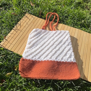 White Red Orange Crochet Bag | Wavy Tote Bag Style | Boho Chic | Crochet | Handmade | Crochet Tote Bag |