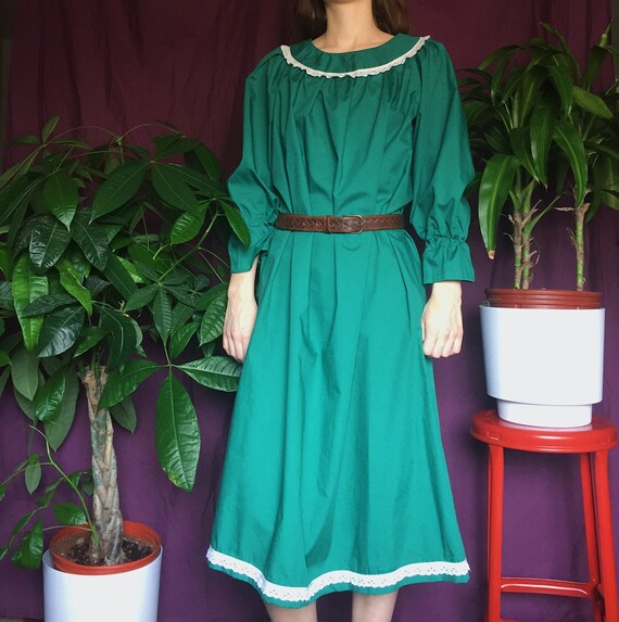 Vtg House Dress 70s, midi dress long dress prairi… - image 5