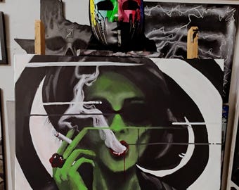 18x24- 'Where Is My Mind' Acrylic Painting + Blacklight