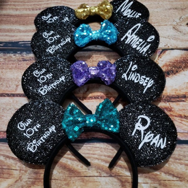 Custom Personalized Holiday Honeymoon - Minnie - Mickey Ears - Bride - Bachelorette Party - Headband Vacation - International Shipping