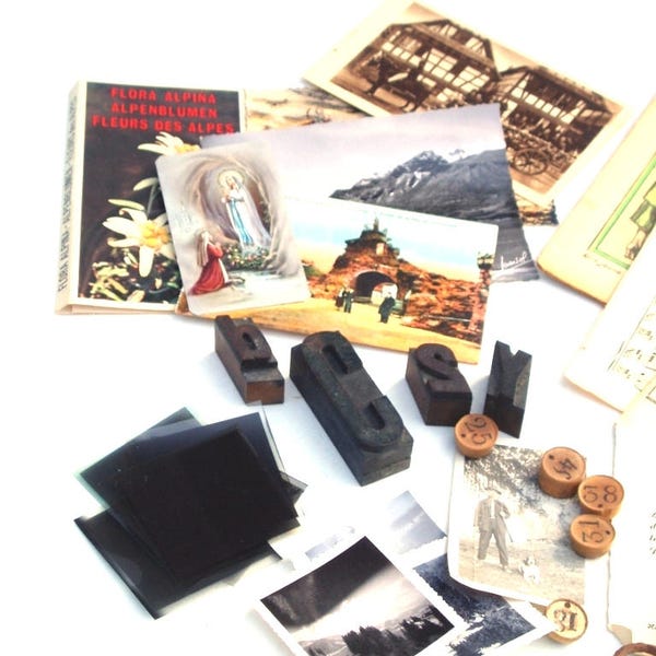 Collage Kit French PAPER EPHEMERA LETTERPRESS Mixed Media Art Craft Scrapbooking Projects Collection Supplies From Flea Markets in France