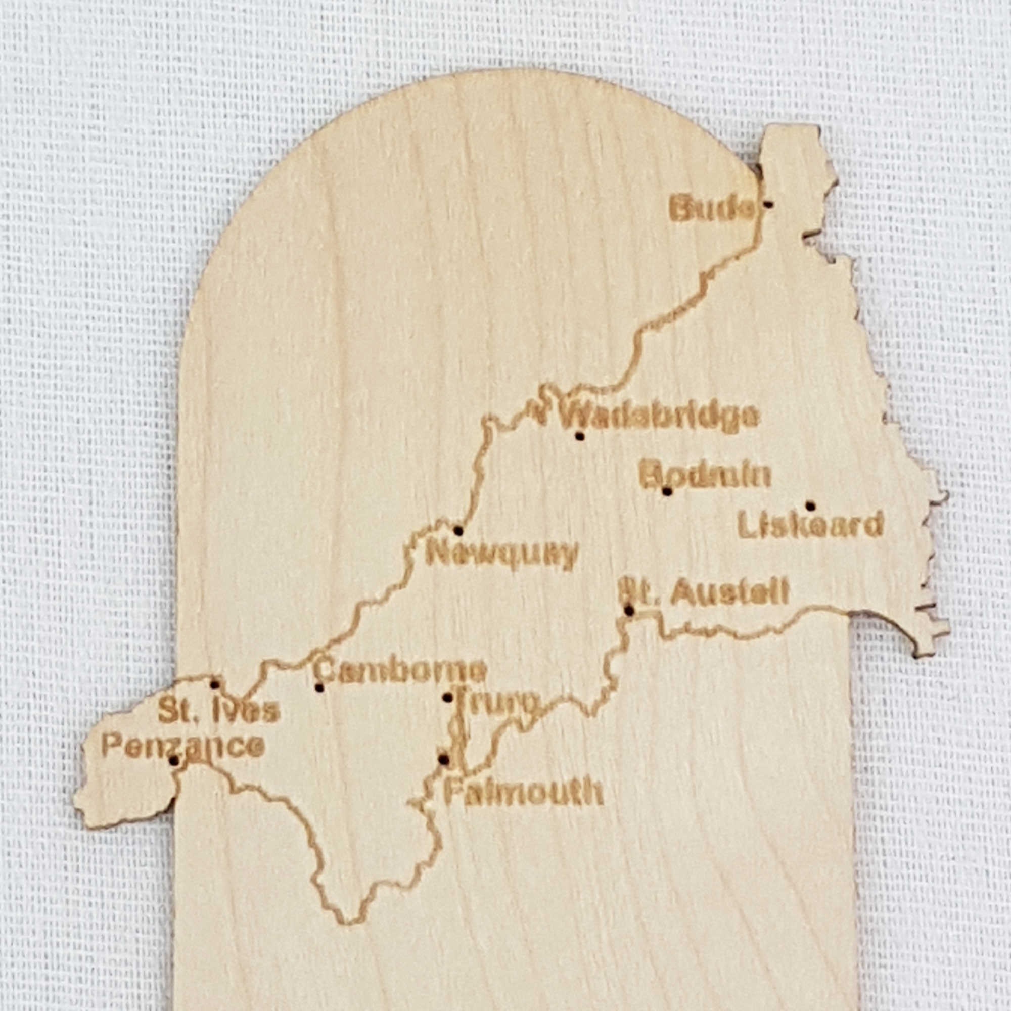 Cornwall Map Wooden Bookmark - Etsy