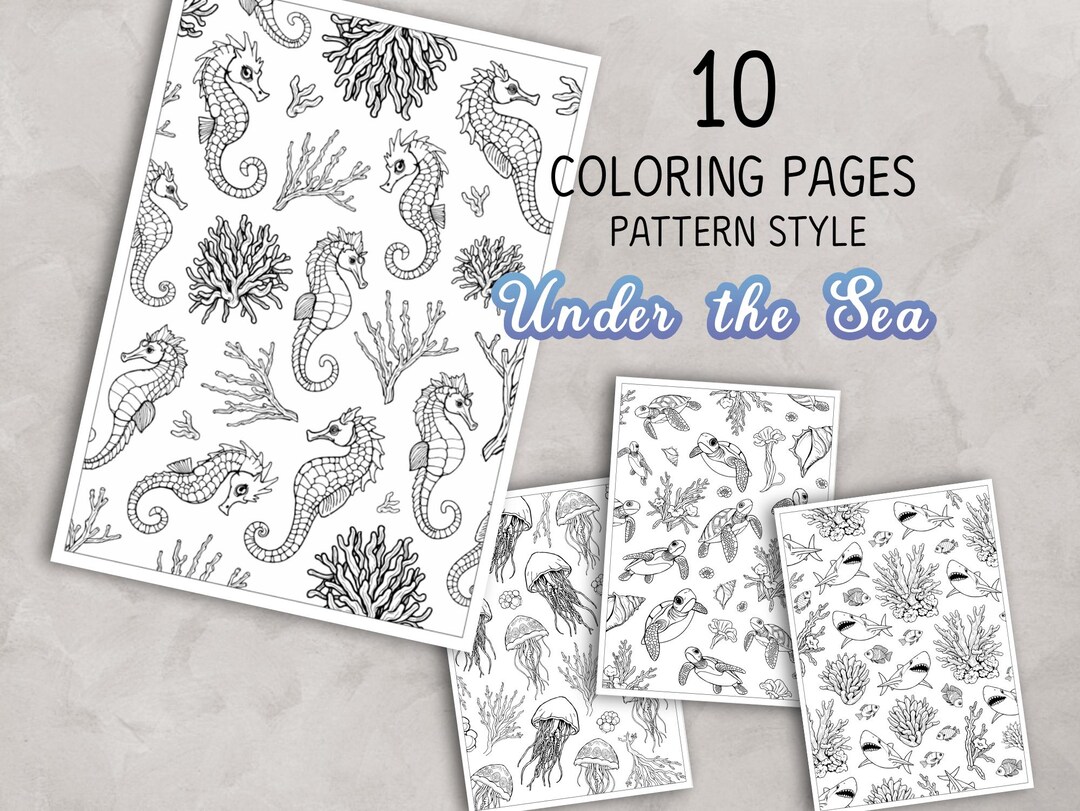 Sea Animal Coloring Pages for Adults & Kids: 10 Page Printable Book ...