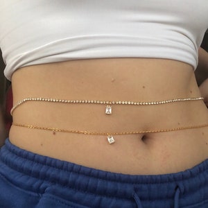 Cz pendant belly chain