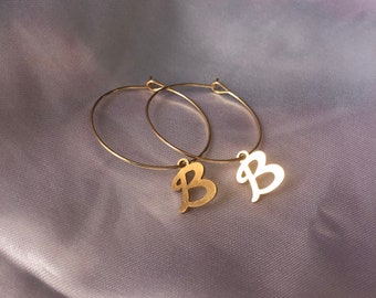 Charm letter hoops