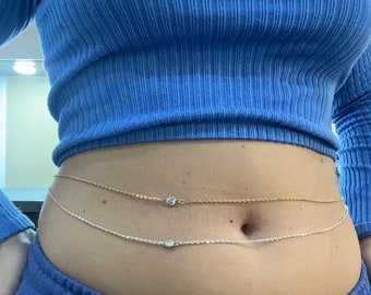Crystal pendant belly chain
