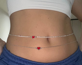 Red heart belly chain