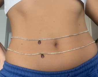 Chaîne abdominale pendentif noire