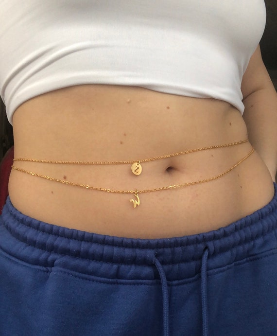 Letter Pendant Belly Chain Etsy