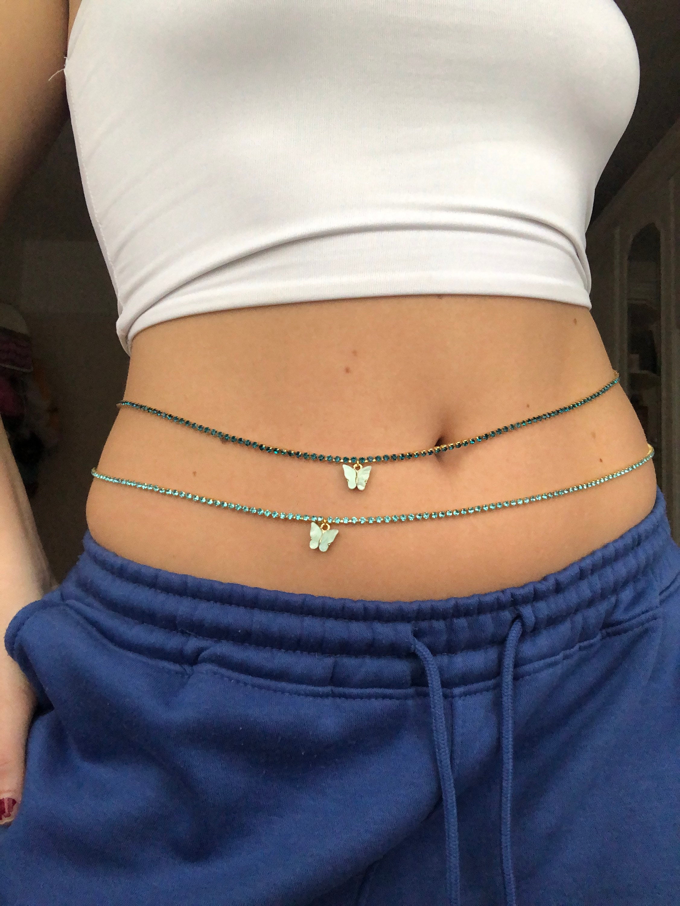 rhinestone belly chain