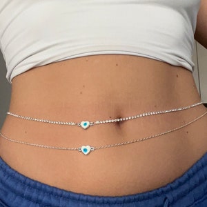 Evil eye heart belly chain
