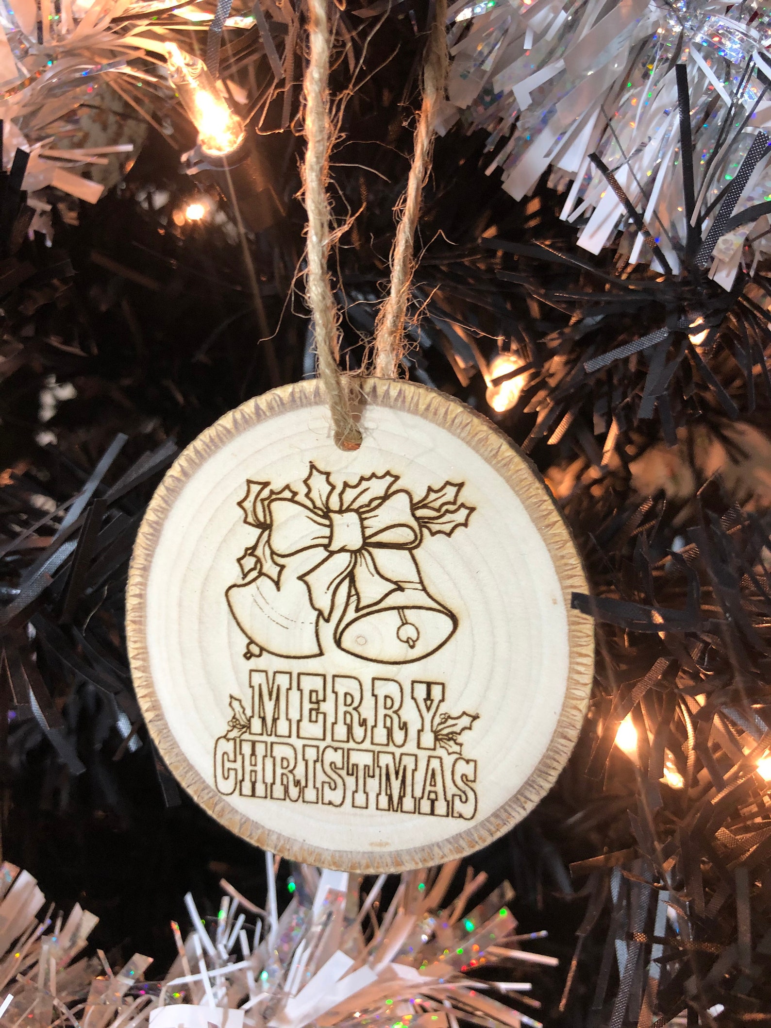 Wood slice laser engraved Christmas ornament | Etsy