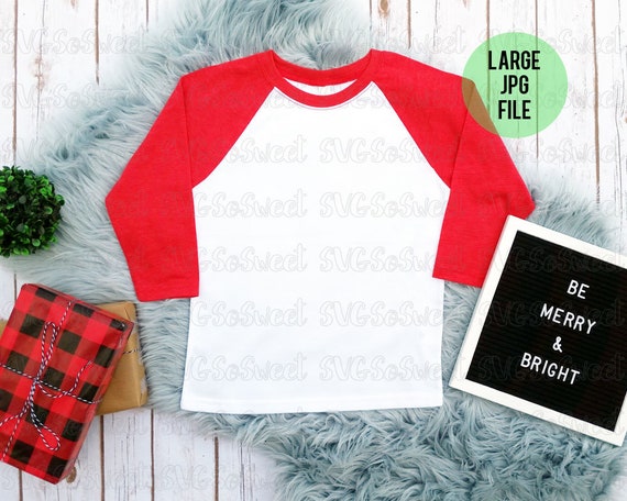 Download Christmas Raglan Mockup Red and White Raglan Mockup JPG | Etsy