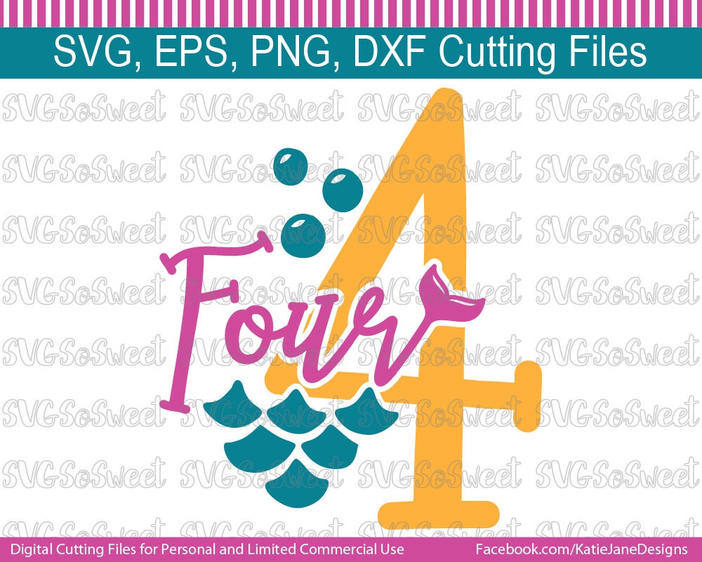 Download Mermaid svg Mermaid Birthday Fourth Birthday svg Four Year ...