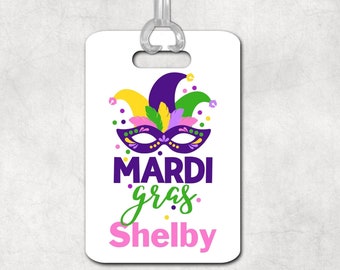 Mardi Gras Gifts, Personalized Mardi Gras Luggage Tag, New Orleans Bachelorette Party