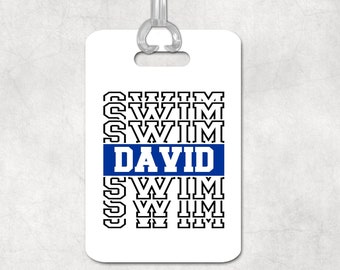 Swim Bag Tag, Swimmer Gift, Personalized Luggage Tag