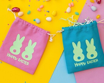 Easter Treat Bags, Easter Basket Stuffers, Cotton Canvas Drawstring Bag