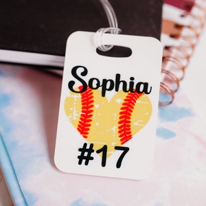 Personalized Softball Bag Tag, Girls Softball Gifts, Softball Team Gifts