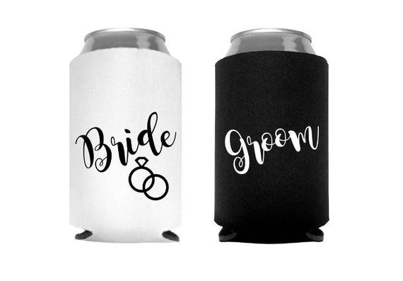 Bride and Groom Cozy Custom Wedding Gift Custom Can Cooler | Etsy