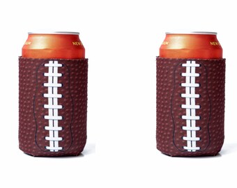 College Football Team Logo Pigskin Can Cooler Insulator Sleeve Holder Huggie 2-Pack