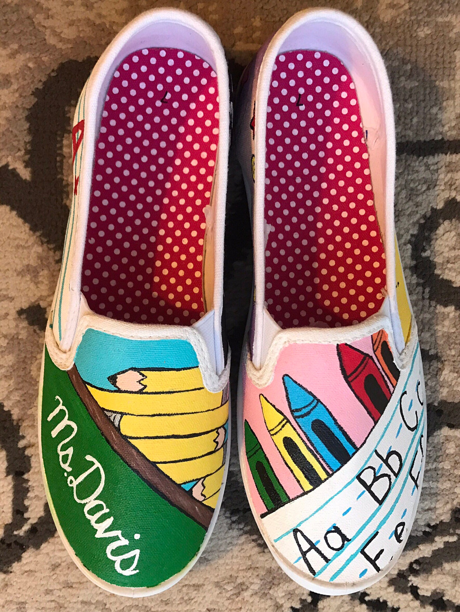 Custom Painted Teacher Shoes | Etsy