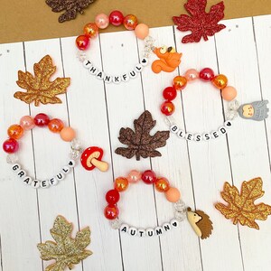 Fall Charm Bracelet for Kids: Owl, Squirrel, Hedgehog