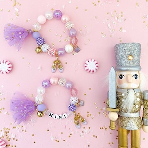 Kids Nutcracker Ballet Sugar Plum Fairy Christmas Charm Name Bracelet, Girls Bracelet, Toddler Bracelet, Kids Bracelet, Personalized