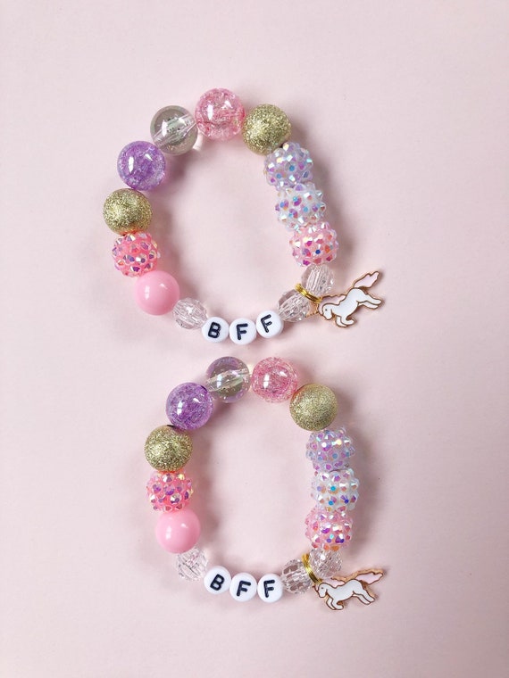 Personalised Girls Friendship Bracelet Pink Name Letter Message Alphabet  Bead | eBay