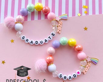 Preschool Graduation Bracelet 2026, Kindergarten Graduation Gift, Kids Grad Bracelet, Girl Graduation Jewelry, Custom Name Bracelet