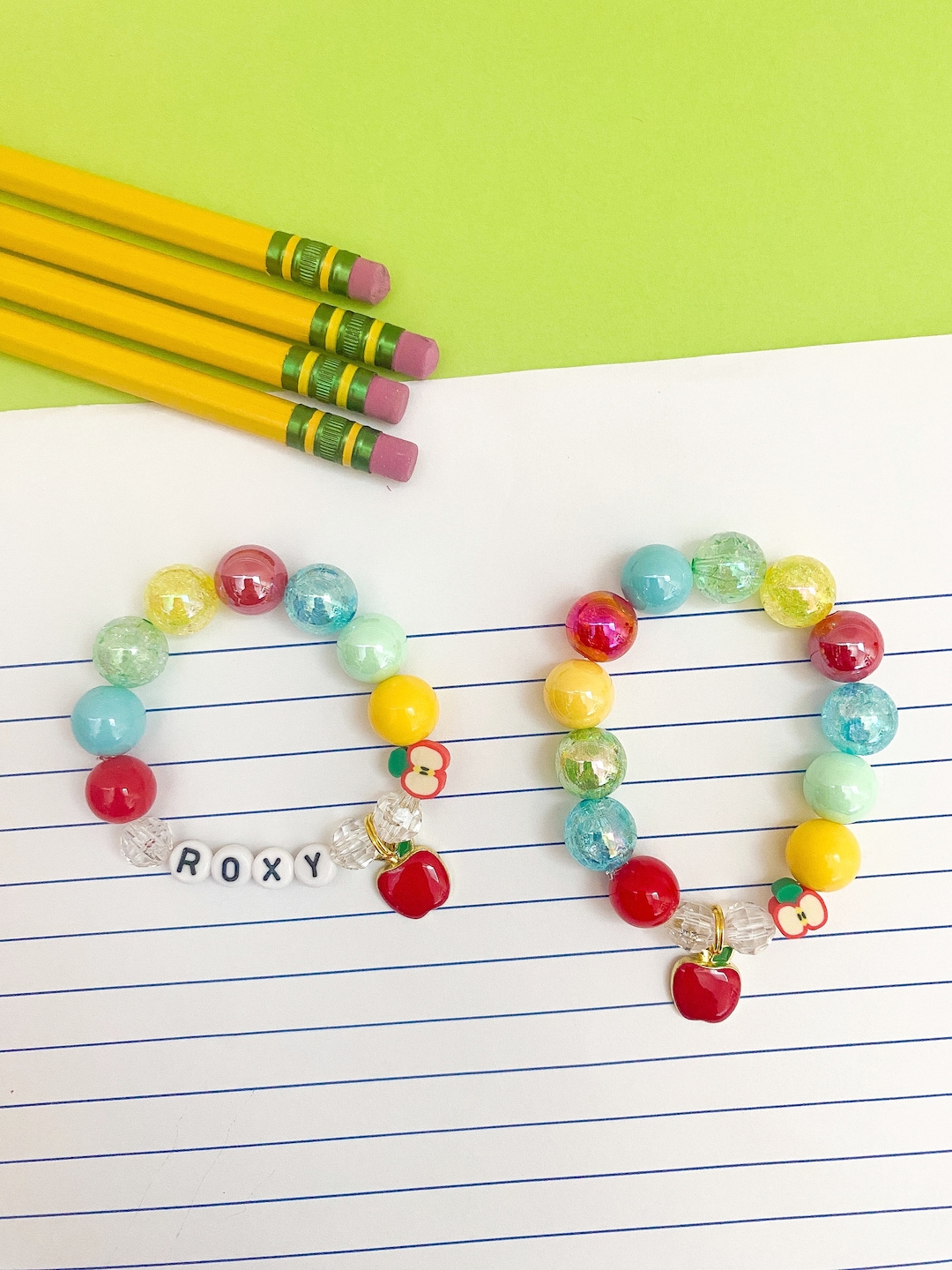 Kids Back to School Apple Charm Bracelet, Toddler Bracelet ...