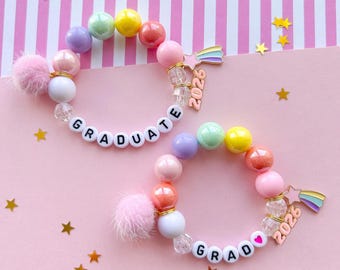 Preschool Graduation Bracelet 2026, Kindergarten Grad Bracelet, Kids Graduation Gift, Girl Graduation Jewelry, Custom Name Bracelet