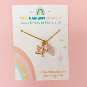 MerMade Rose Gold Starfish Pendant Necklace & Multi Strand Shell Chip Lot Rose Gold Starfish & Seashell Pendant Necklace | Classy  main image 2