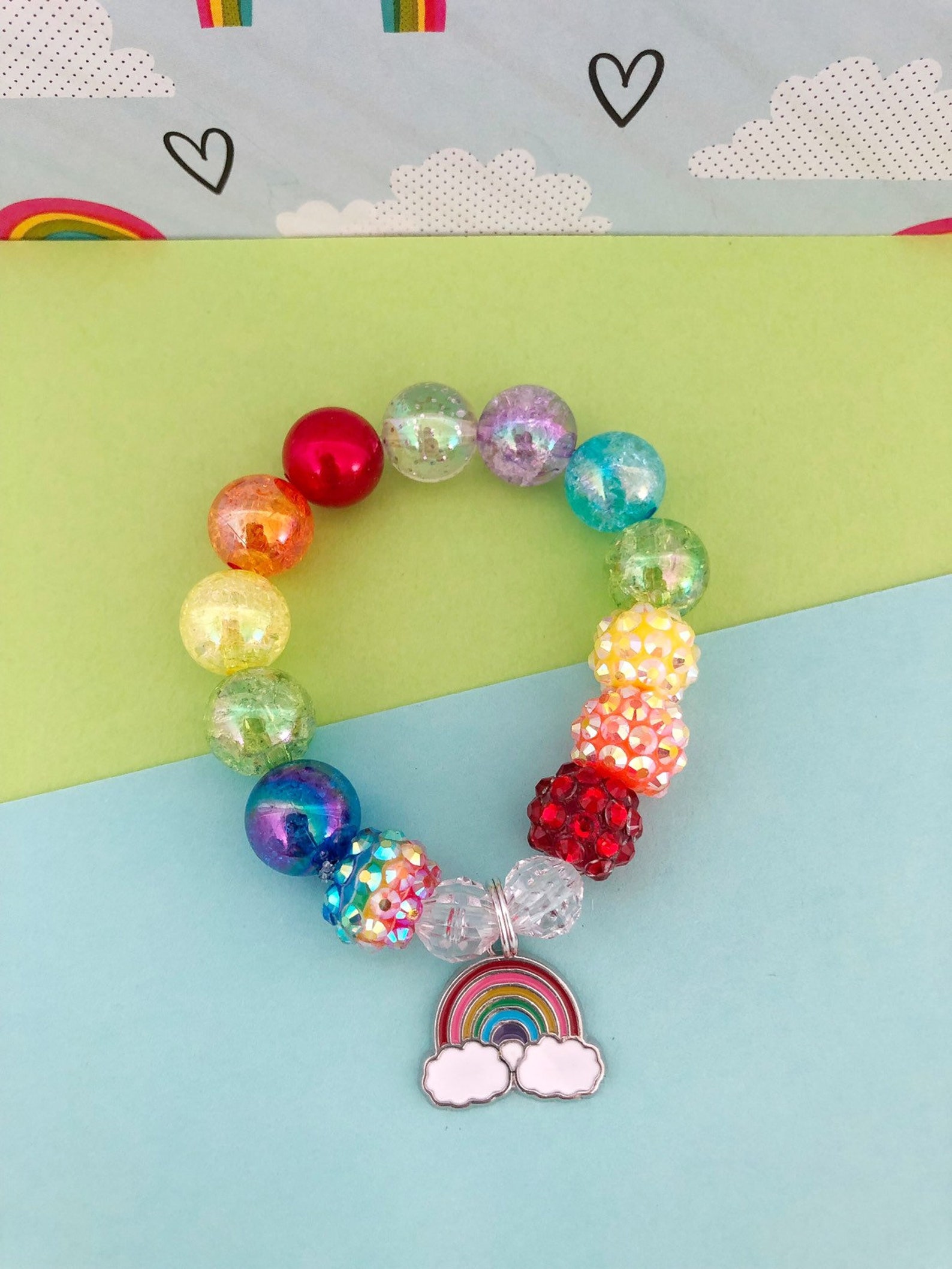 Personalized Kids Rainbow Bracelet Charm Bracelet Toddler Etsy