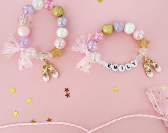 Ballet Recital Gift Bracelet for Girls, Ballerina Charm Bracelet, Personalized Kids Bracelet, Dance Recital Gift, Custom Name Jewelry