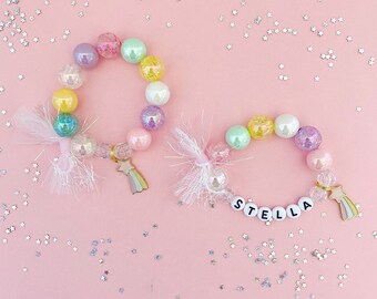 Personalized Kids Beaded Bracelet: Wishing Star Charm, Custom Name