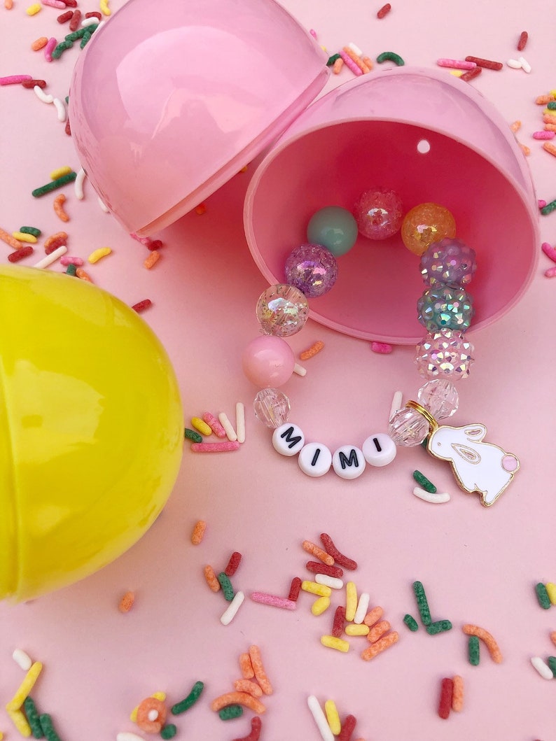 Personalized Bunny Rabbit Beaded Charm Bracelet Toddler Etsy